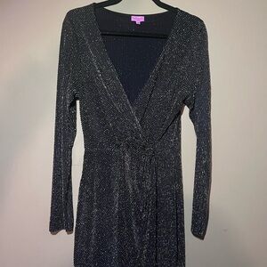 Miami Elegant Black and Silver Long Sleeve Dress